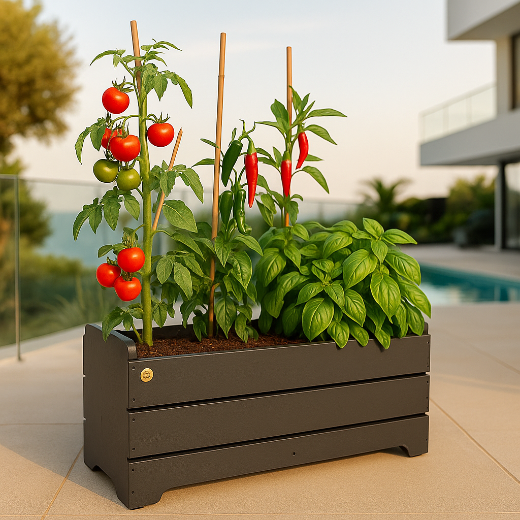 Macetero de madera Kinm Motri 100 cm para terrazas y restoranes, foto 6 – Artecultivos