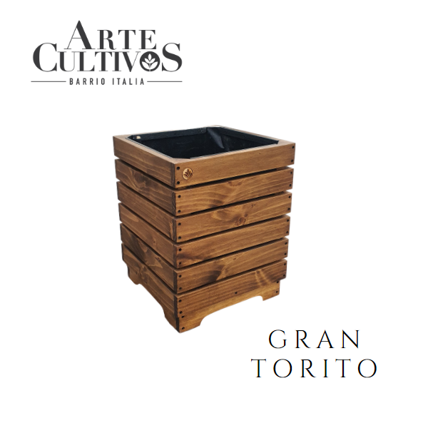 Macetero cuadrado de madera Gran Torito con ruedas ocultas, foto 4 – Artecultivos