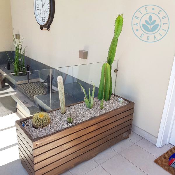 Jardinera de madera Gran Búfalo para terrazas y cortavistas, foto 4 – Artecultivos