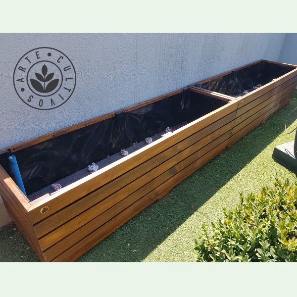 Jardinera de madera Gran Búfalo para terrazas y cortavistas, foto 5 – Artecultivos
